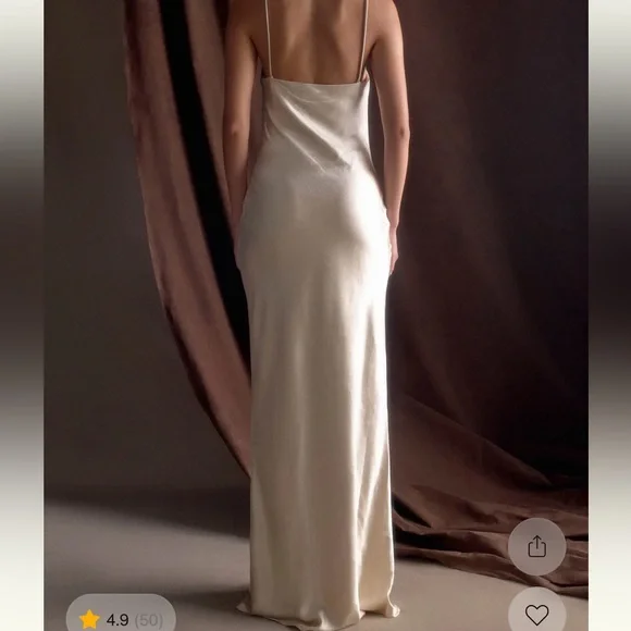 Meshki Lilly Sweetheart Satin Maxi - Blush Gold (champagne) - Picture 2 of 10